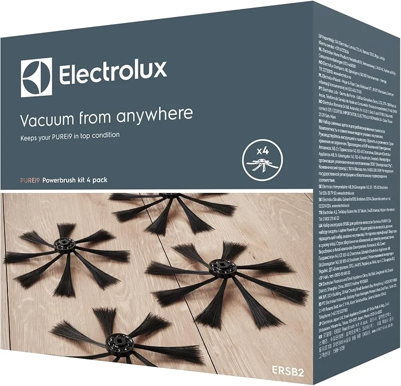 Electrolux PowerBrush till Pure i9 Robotdammsugare, Sidoborstar, Modell ERSB2, Exakt rengöring av kanter, Magnetisk fästfunktion, Vårdar dina golv och mattor 4-pack — Hushållselektronik