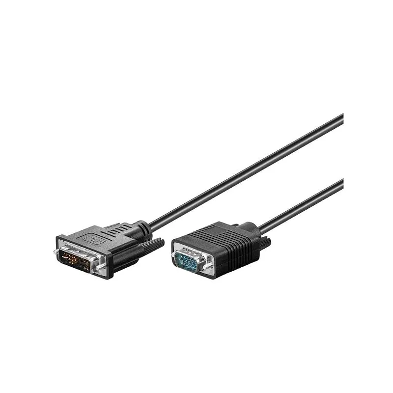 Goobay 50990 DVI A till VGA adapterkabel, Full HD 1080p monitorkabel, DVI A 12+5-stiftskontakt till VGA-kontakt 15-polig. Skärmkabel, svart, 2 m — Datortillbehör
