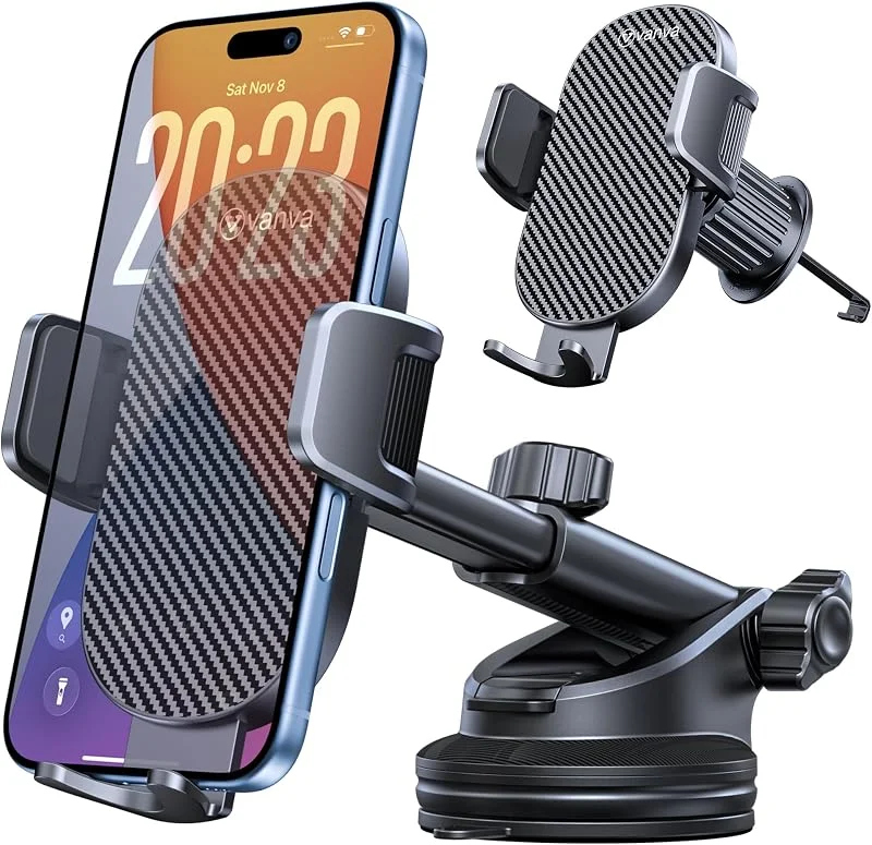 vanva [Militär klassat skydd ] Biltelefonfäste, telefonhållare för instrumentpanel, vindruta, luftventil, enkel klämmontering kompatibel — Mobil och surfplatta