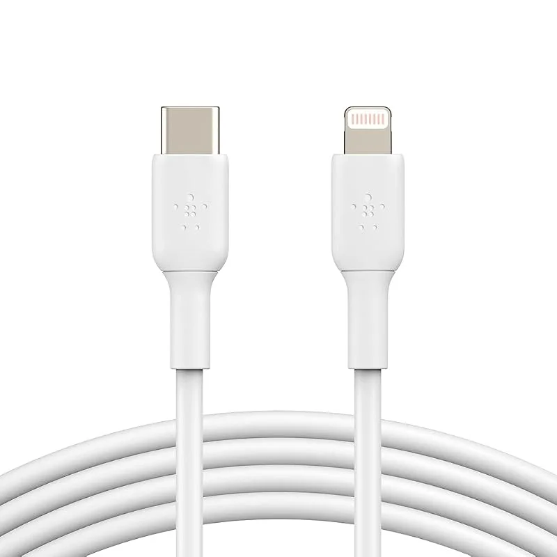 Belkin USB-C till Lightning-kabel (iPhone snabbladdningskabel för iPhone 14, 13, 12 eller tidigare) BoostCharge MFi-certifierad USB-C kabel (vit, 2m) — Mobil och surfplatta