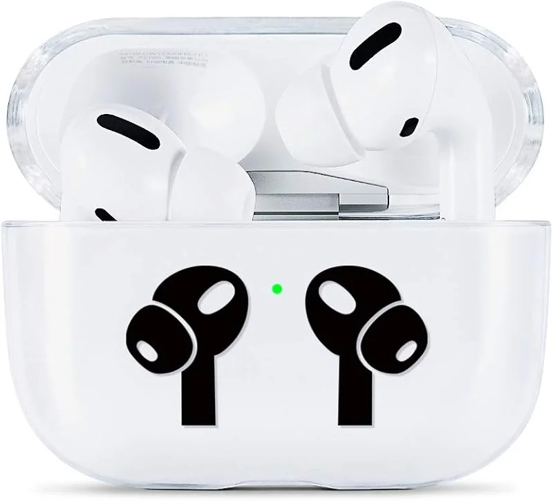 AKABEILA-fodral kompatibelt med Apple AirPods Pro-fodral transparent silikon söt design AirPod Pro 2019 fodral främre LED synligt trådlöst laddningsfodral — Mobil och surfplatta