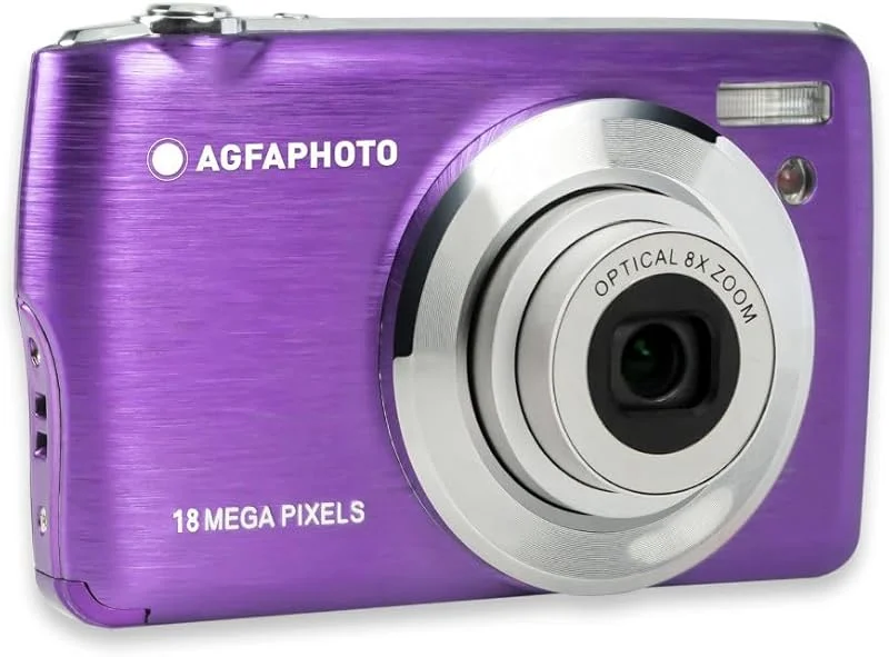 AGFA PHOTO Realishot DC8200 - kompakt kamera (18 MP, full HD-video, 2, 7 tum LCD-skärm, 8X optisk zoom, litiumbatteri och 16 GB SD-kort)- lila -, Färg: blå — Portabel digital och ljud