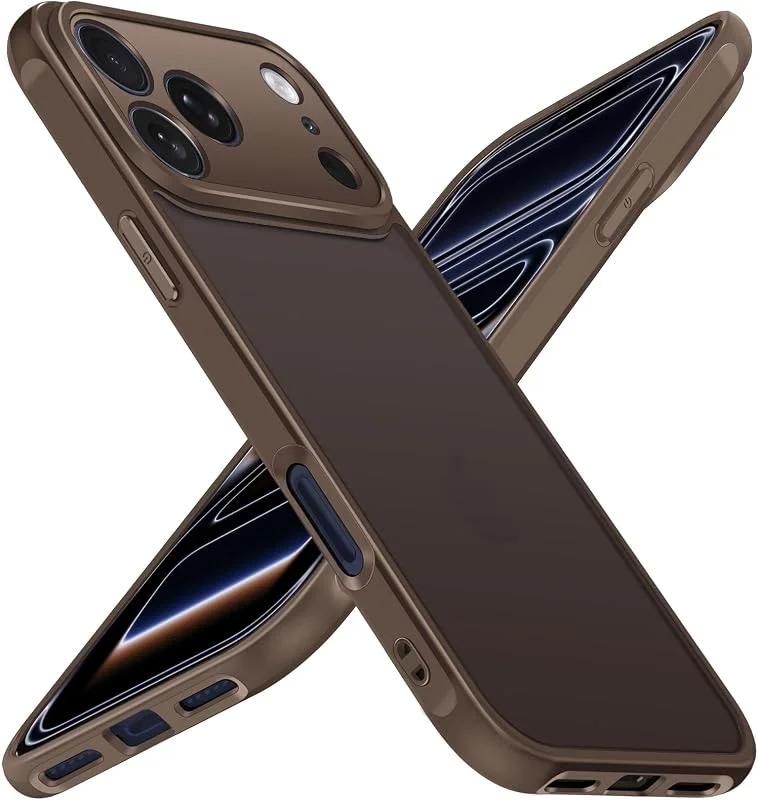 ivoler Matt fodral för iPhone 17 Pro Max, [militärt stötskydd] genomskinligt bakre skyddsfodral, tunt hårt PC-baksida anti-repor anti-spår av fingeravtryck stötskydd, ljusbrun — Mobil och surfplatta