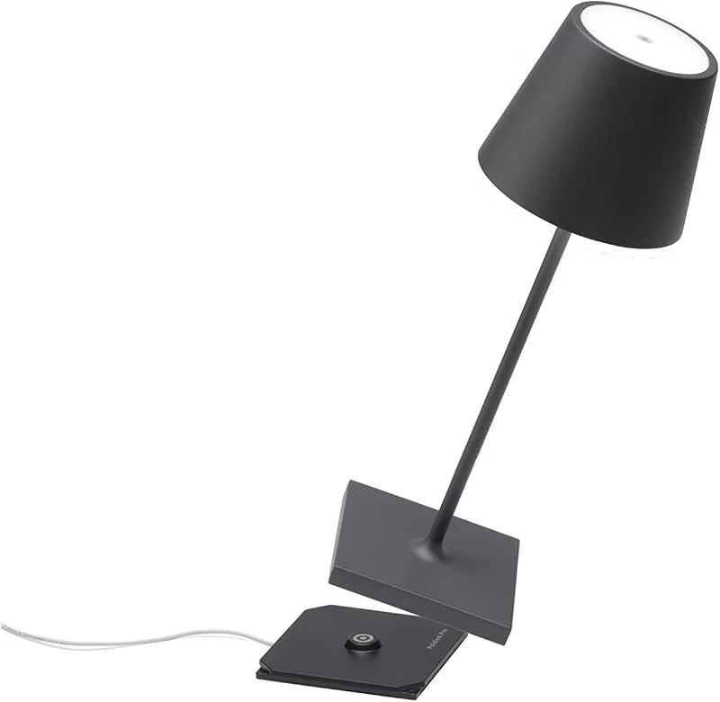 Zafferano, Poldina Pro Minilampa, Uppladdningsbar Sladdlös Bordslampa med Pekkontroller, Även Användbar som Utomhuslampa, Dimmer, 2200-3000 K, Höjd 30 CM Färg Mörkgrå — Hushållselektronik