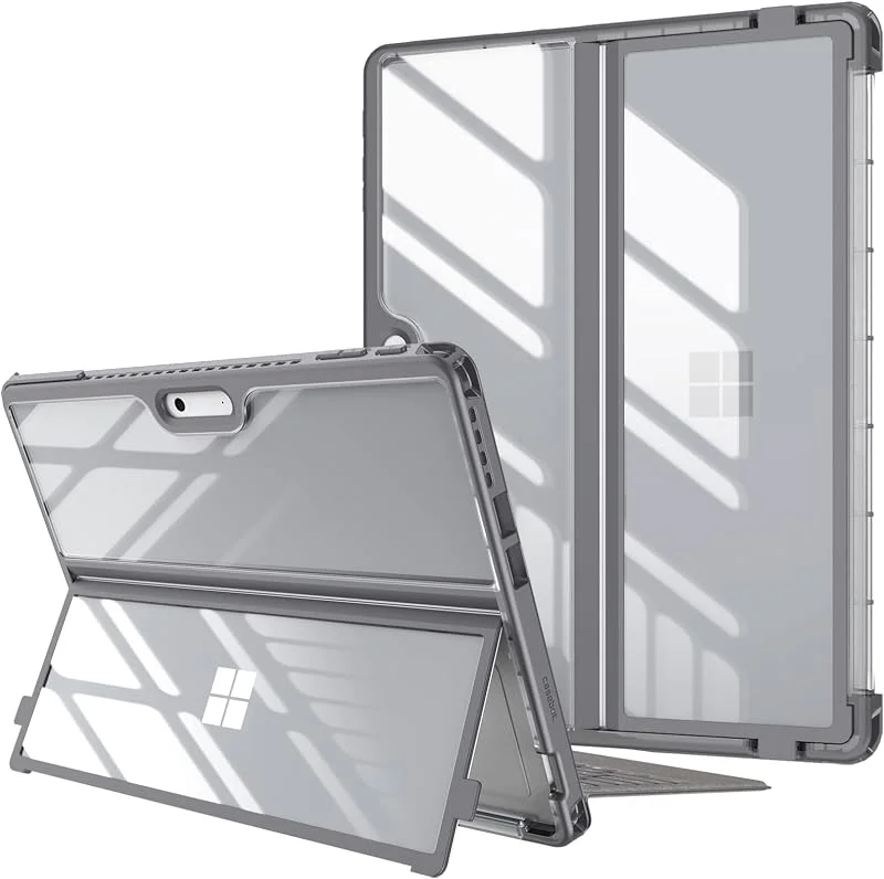 FINTIE Hybridfodral kompatibelt med Microsoft Surface Pro 9, Pro 9 5G 13 tum 2022, Stötsäkert Robust Hard Shell Skyddsfodral med Original Stativ, Typ Cover kompatibel, Grå — Mobil och surfplatta
