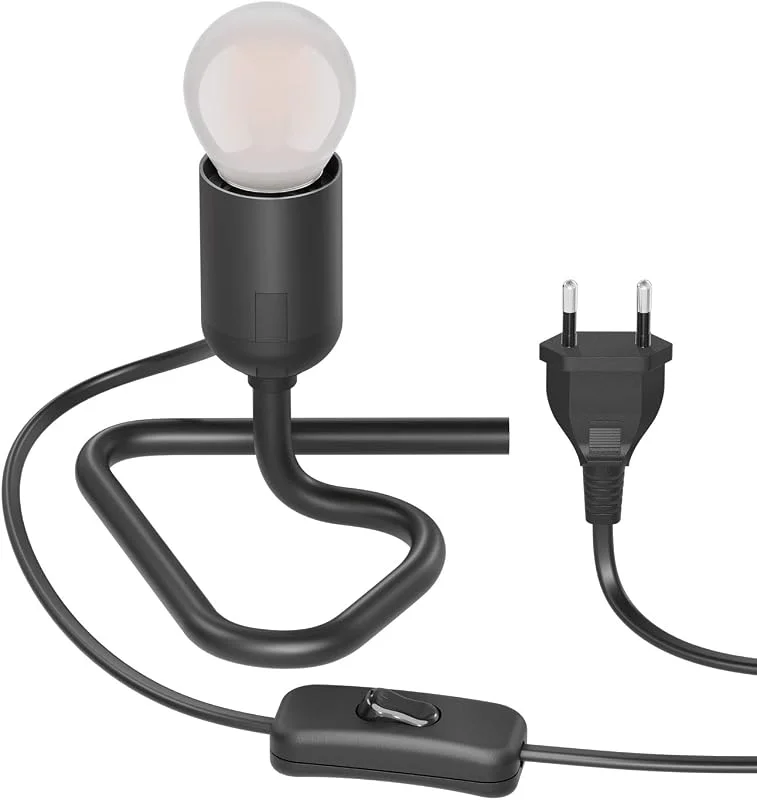 ledscom.de Bordslampa TRIN med E27 lampsockel svart med stickkontakt och strömbrytare inkl. E27 minilampa 477lm frostad varmvit — Smart belysning