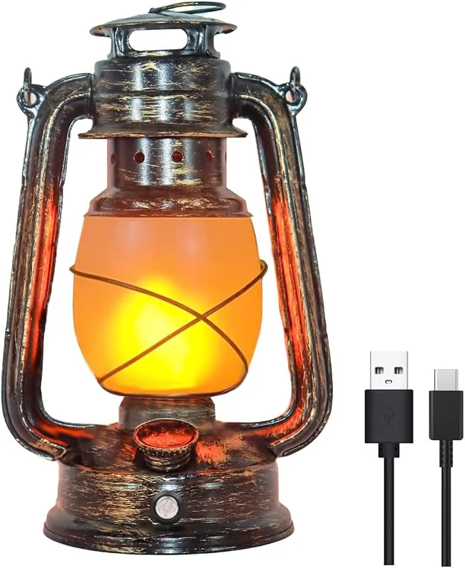 ACMHNC Vintage dimbar bordslampa Trådlös LED-bordslampa uppladdningsbar, Nostalgi skrivbordslampa batteridriven, perfekt för restaurang, bar, vardagsrum, sängbord, inomhus, utomhus — Hushållselektronik