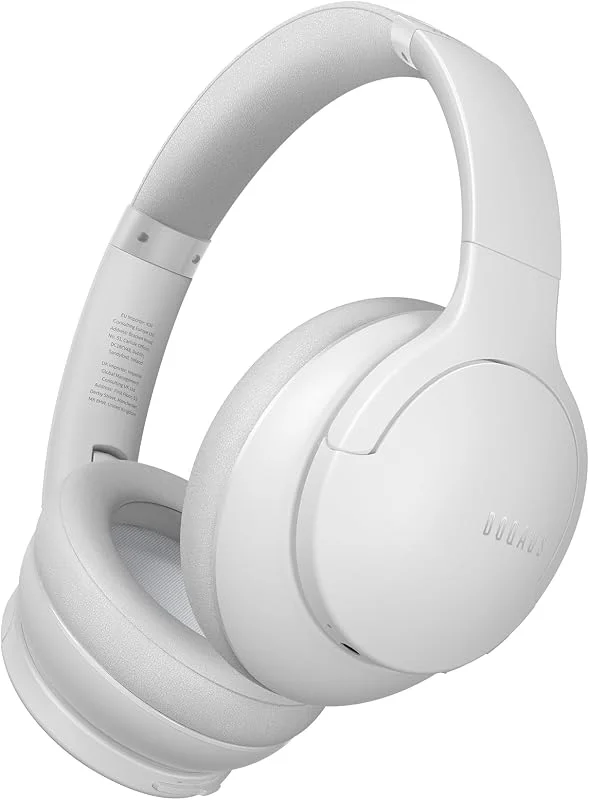 DOQAUS Bluetooth Hörlurar Over Ear, Bluetooth5.3 Trådlösa Hörlurar, 90 Timmars Speltid, 3 EQ-lägen, Trådlösa HiFi Stereo Bass Headphones med Mikrofon, Mjuka öronkåpor, för Telefon, PC (Light Grey) — Hörlurar och ljud