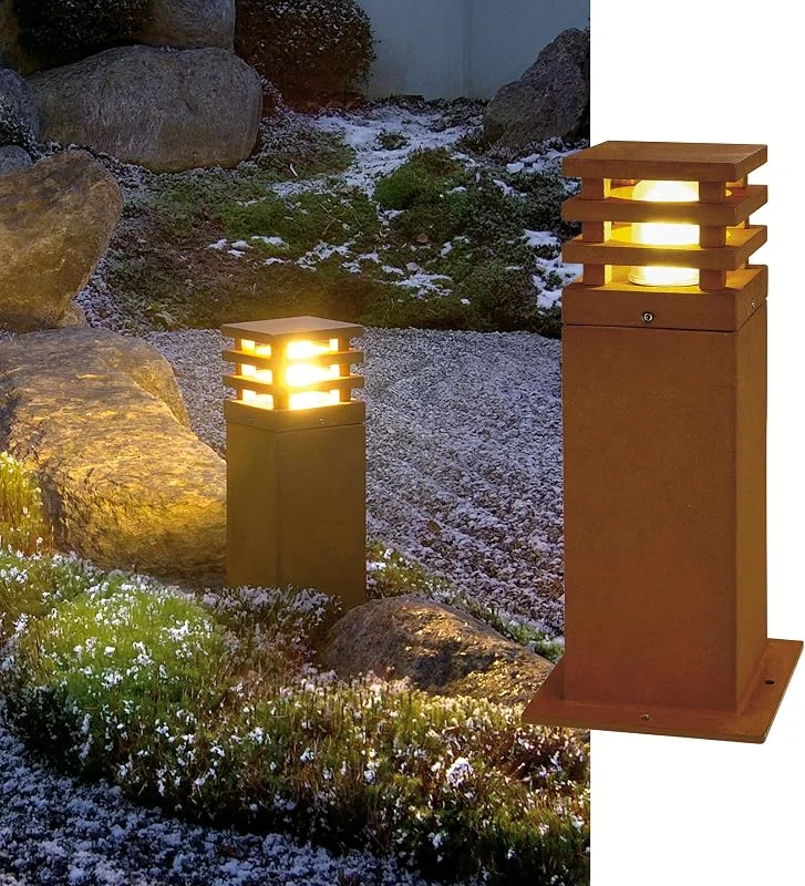SLV LED pollerlampa RUSTY 40, fyrkantig, Premium golvlampa för individuell utomhusbelysning i rostdesign, Utomhuslampa, baslampa, uppfartsbelysning, trädgårdslampa, E27, EEK till A++ — Smart belysning