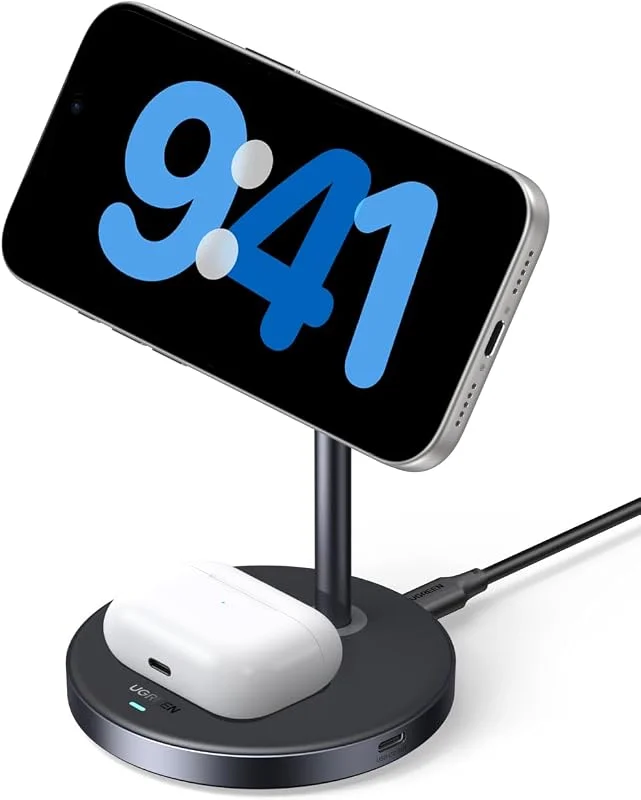 UGREEN Zapix Qi2 15W 2-i-1 iPhone-laddningsstation med MagSafe — Mobil och surfplatta