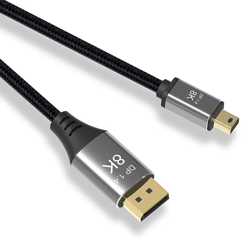 YIWENTEC 2 m 6, 6 FT Mini DP till DisplayPort-kabel 8K (7680X4320) @60Hz 4K@144Hz DisplayPort 1, 4 tvåvägdig överföring DisplayPort till Mini DisplayPort 8K-kabel (2 m) — Laddning och kablar
