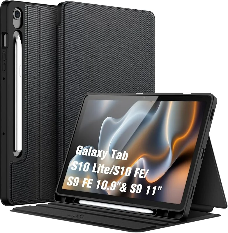 FINTIE Fodral till Samsung Galaxy Tab S10 Lite, S10 FE 2025, S9 FE 10, 9 tum, S9 11 tum med S-pennhållare, tunt stöd med flera vinklar och TPU-baksida — Mobil och surfplatta
