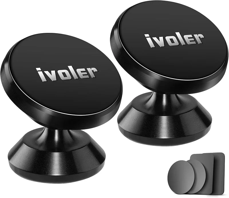Ivoler biltelefonhållare paket med 2] universell 360° rotation, magnetisk bärbar självhäftande magnet för smartphone, kompatibel med telefoner eller GPS-enheter - svart — Mobil och surfplatta