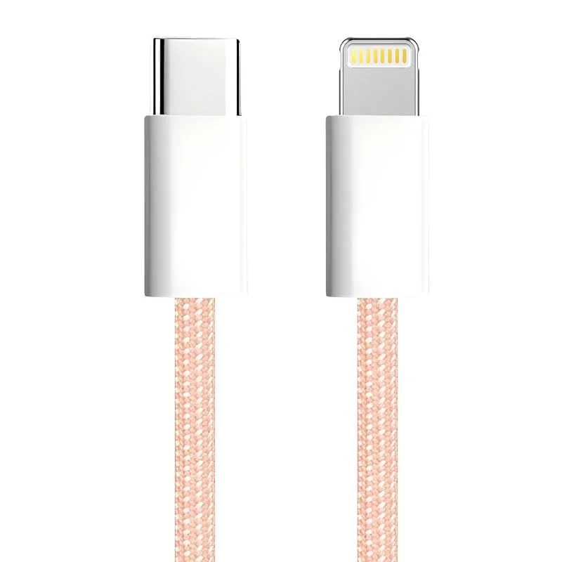 APM iPhone USB C-kabel med Lightning-kontakt [Apple MFi-certifierad] - Rosa Flätad Nylon, USB C-snabbladdning för 14, 13, 12.., iPad, AirPod (1M), 600410 — Mobil och surfplatta
