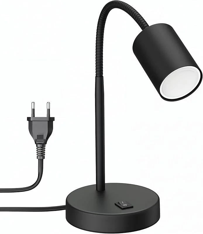 ledscom.de Bordslampa WAIKA Svanhalsbrytare svart matt + LED-lampa vit 3-stegs dimning 609lm — Smart belysning