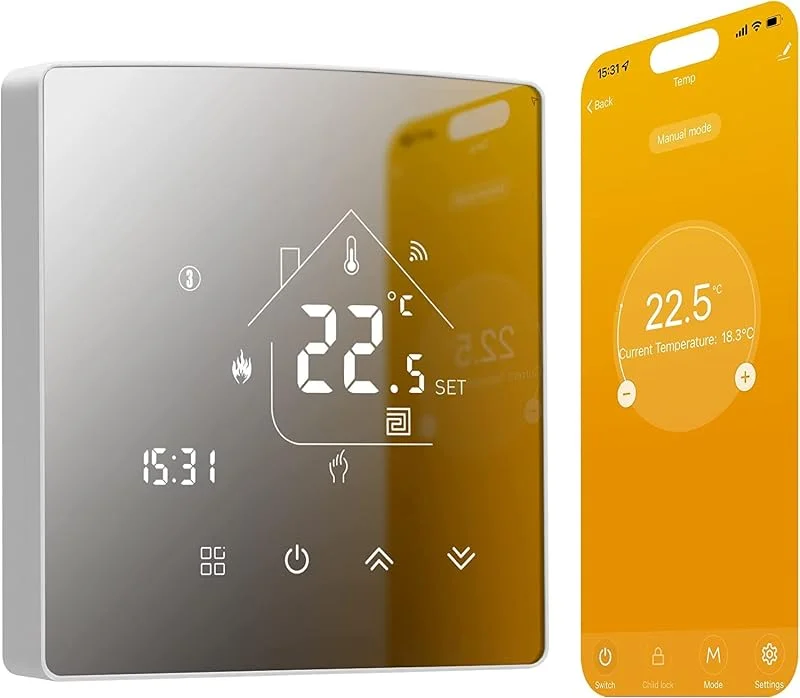 Beok Smart Termostat för golvvärme, programmerbar WIFI termostat för elektrisk golvvärme, kompatibel med Tuya Smart, Google Home, Alexa Echo röstassistent, max 16A TGR85WIFI-EP — Smarta hem