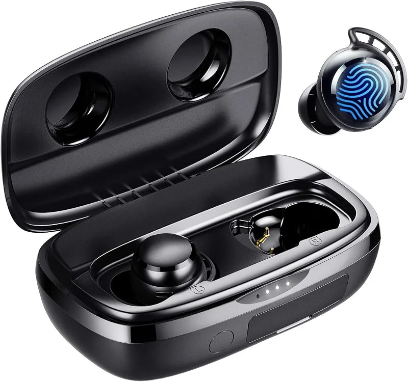 Trådlösa Öronsnäckor Bluetooth, Tribit 110H Speltid Bluetooth 5.3 IPX8 Vattentät pekstyrning Verkliga trådlösa hörlurar med mikrofon In-Ear djup bas Inbyggd mikrofon USB-C laddningsbox Flybuds 3 — Hörlurar och ljud