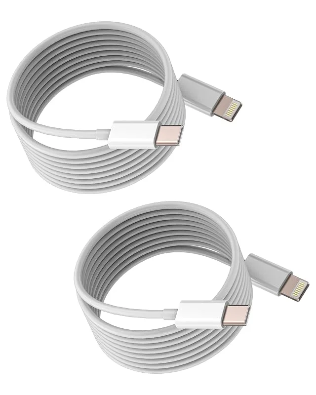 USB C till Lightning-kabel (set med 2) för IPhone 14 13 Pro Max snabbladdningskabel PD 20 W för IPad plugg 2M lång laddningskabel certifierad för Apple MFI adapter typ C uttag bärbara kablar — Mobil och surfplatta
