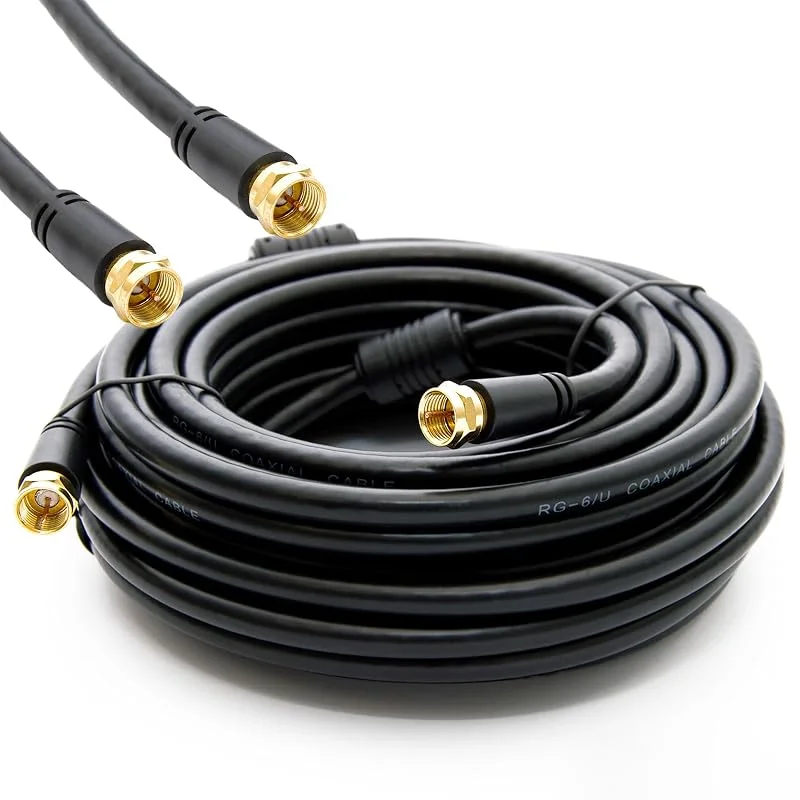 PremiumX 20 m Basic-LINE SAT TV-antennkabel, F-anslutningskabel, koaxialkabel med mantelströmfilter, HDTV 4K – svart — TV och streaming