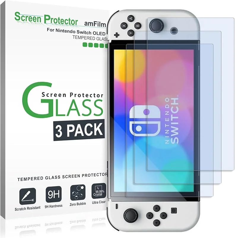 amFilm Skärmskydd för Nintendo Switch OLED, 3-Pack — Mobil och surfplatta