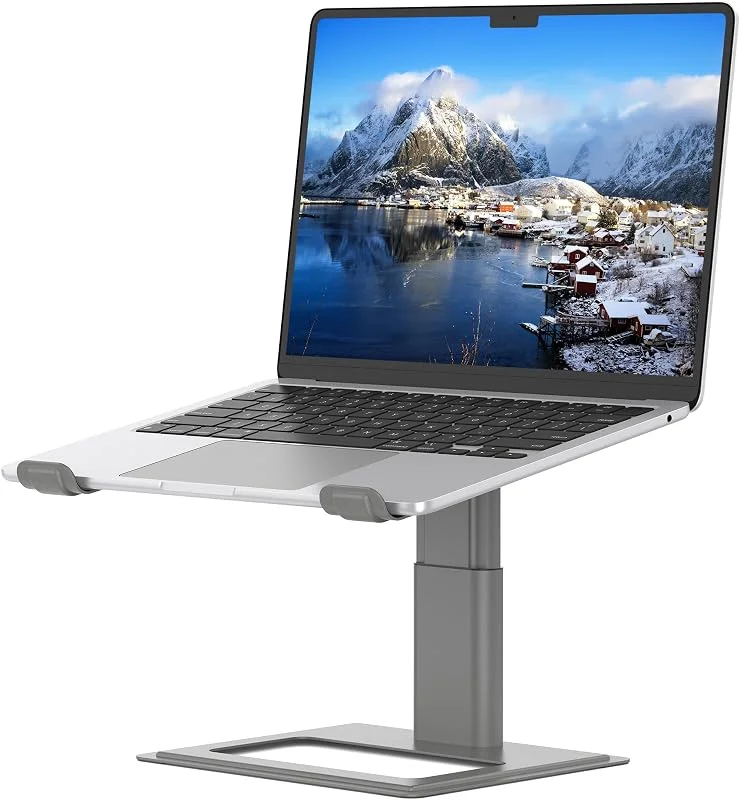 SOUNDANCE Justerbart laptopstativ för skrivbord, datorstativ, ergonomisk laptop-höjare, hållare, kompatibel med bärbara datorer på 10 till 17, 3 tum, aluminiumgrå — Datortillbehör
