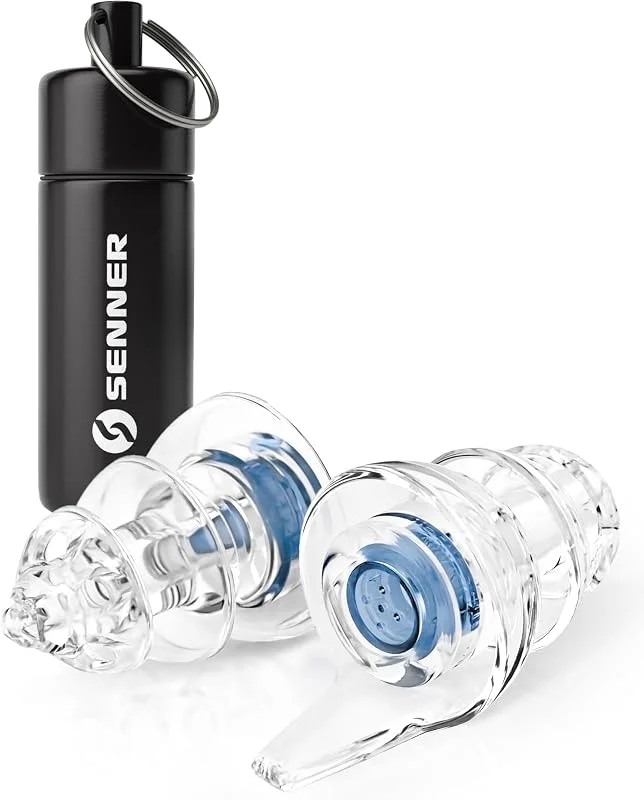 Senner ® MusicPro Soft, Hörselskydd för Konserter, Musik, Disco, Festivaler - Extra Mjuka Öronproppar, Blå, Transparent - med Aluminiumfodral — Hörlurar och ljud