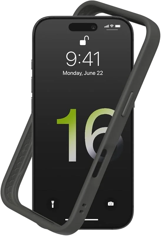 RhinoShield Stötdämpande fodral för iPhone 16 Pro, CrashGuard, stötdämpande skyddsfodral med smal design, fallskydd i militärkvalitet, grafit — Mobil och surfplatta