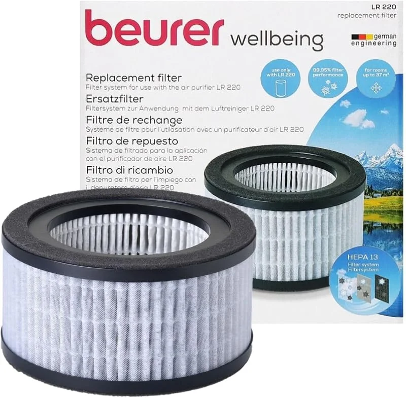 Beurer LR 220 filter återköpssats, tre lagers filtersystem, förfilter, HEPA-filter H13, aktivt kol, ersättningsfilter för Beurer luftrenare LR 220 — Hushållselektronik