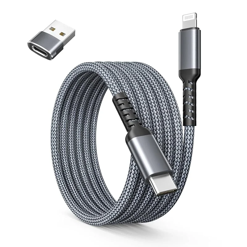 BASESAILOR 3M USB C till Lightning-laddningskabel med USB A-adapter — Mobil och surfplatta