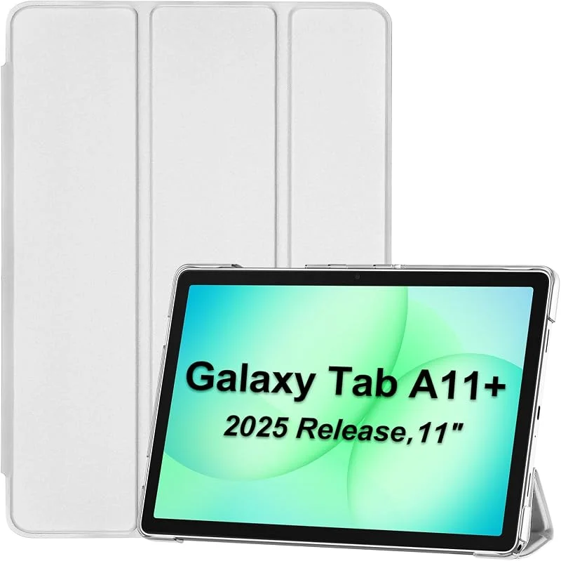 ProCase Fodral för Samsung Galaxy Tab A11+ 2025 (SM-X230), Tab A9+ 11 tum (SM-X210), trippelskyddande fodral för 11 tum Galaxy Tab A11 Plus, Tab A9 Plus, tunt, lätt smart fodral, silver — Mobil och surfplatta