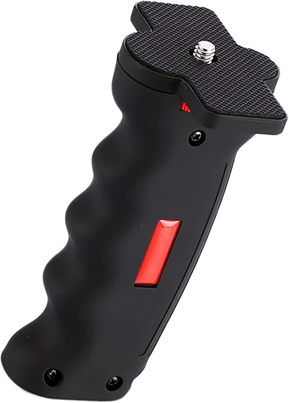 Kamerahandtag stabilisator videokamera handtag med 1, 4 tums skruv och gängade hål, DSLR systemkamera hållare ergonomiskt handhållet kamerahandtag stabilisatorer bärstöd, 12 x 5 cm svart — Portabel digital och ljud