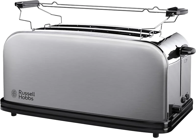 Russell Hobb Adventure brödrost, rostar 4 skivor, 1000W, extra breda fack, uppvärmningsgaller, justerbar rostningsgrad, upptiningsfunktion, rostfritt stål, 23610-56 — Kök & Hushåll