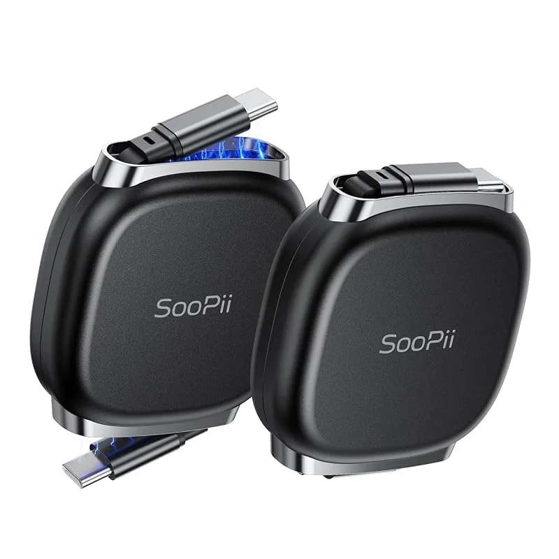 SooPii 240 W infällbar USB C-kabel med magsnap-förvaring (1 m, 2 stycken) — Mobil och surfplatta